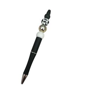 Animal print black and white silicone bead pen. Handmade NEW!